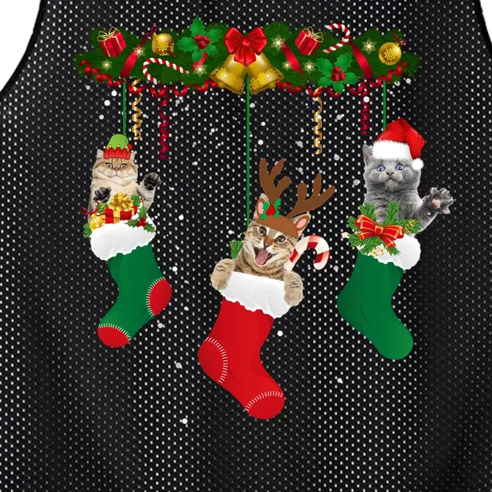 Hanging Cats Christmas Stockings Mesh Reversible Basketball Jersey Tank