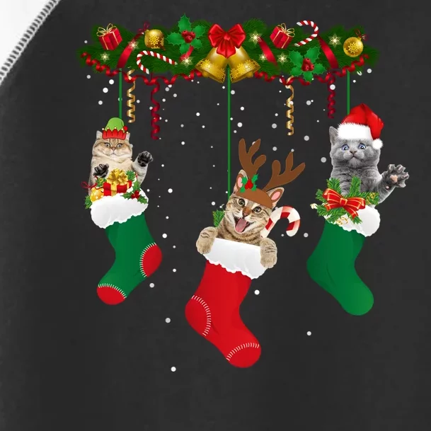 Hanging Cats Christmas Stockings Toddler Fine Jersey T-Shirt