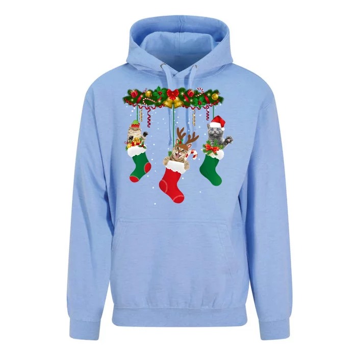 Hanging Cats Christmas Stockings Unisex Surf Hoodie