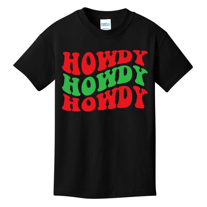 Howdy Christmas Cowgirl Southern Western Girl Country Rodeo Kids T-Shirt