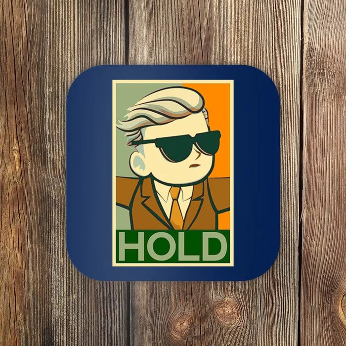 Hold Crypto Currency Cartoon Coaster