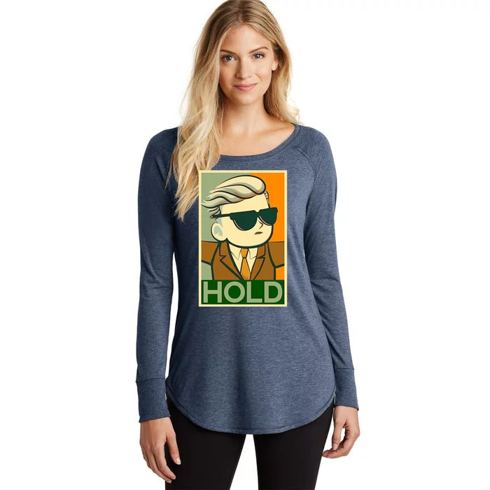 Hold Crypto Currency Cartoon Women's Perfect Tri Tunic Long Sleeve Shirt