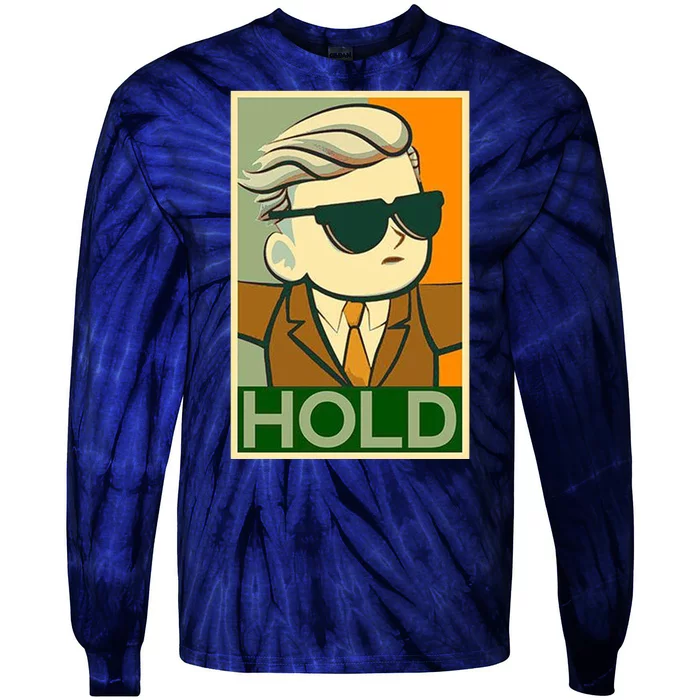 Hold Crypto Currency Cartoon Tie-Dye Long Sleeve Shirt