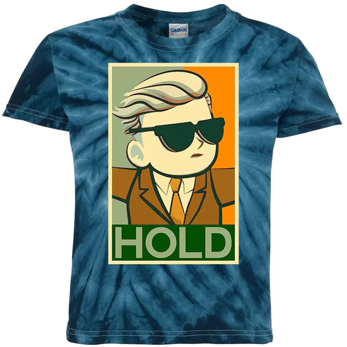 Hold Crypto Currency Cartoon Kids Tie-Dye T-Shirt