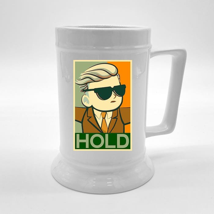 Hold Crypto Currency Cartoon Front & Back Beer Stein