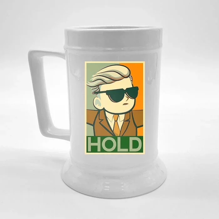 Hold Crypto Currency Cartoon Front & Back Beer Stein