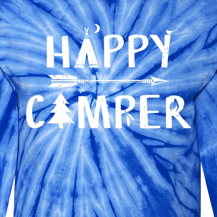 Happy Camper Camping Gift Camp Gift Tie-Dye Long Sleeve Shirt