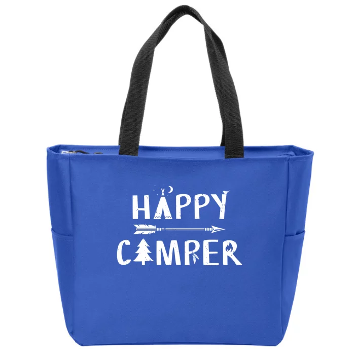 Happy Camper Camping Gift Camp Gift Zip Tote Bag