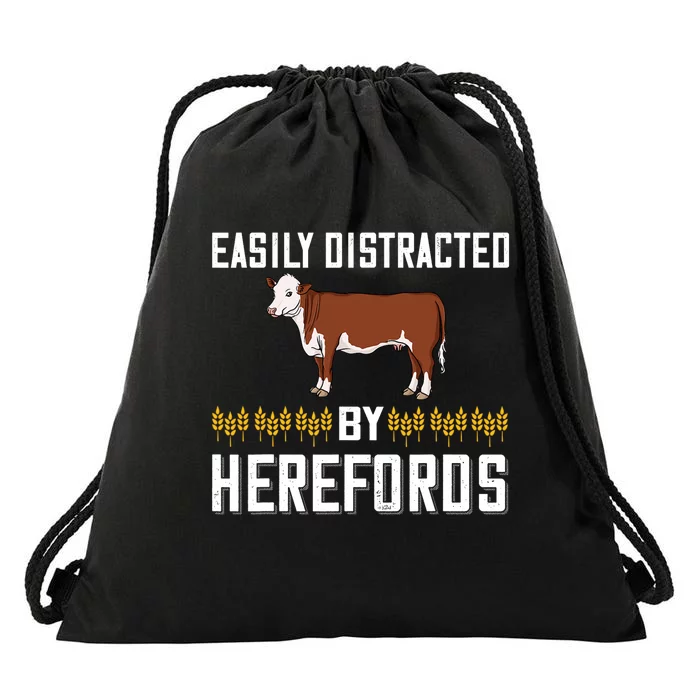 Hereford Cow Cattle Bull Beef Farm Drawstring Bag