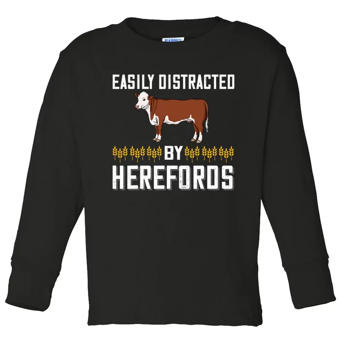 Hereford Cow Cattle Bull Beef Farm Toddler Long Sleeve Shirt