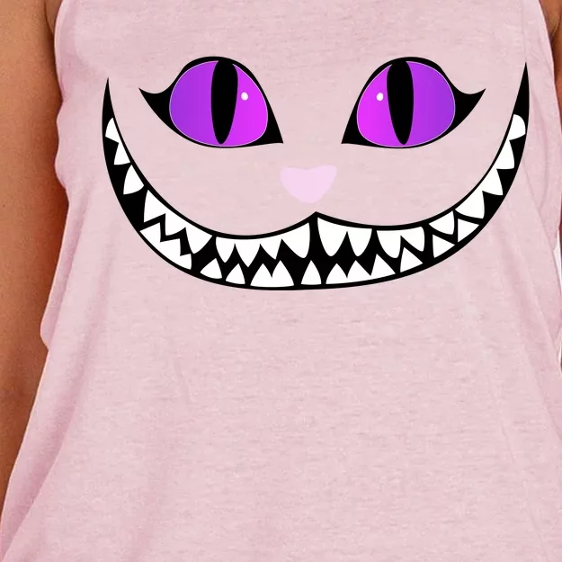 Halloween Cheshire Cat Grinning Smile Wonderland Floating Women's Knotted Racerback Tank