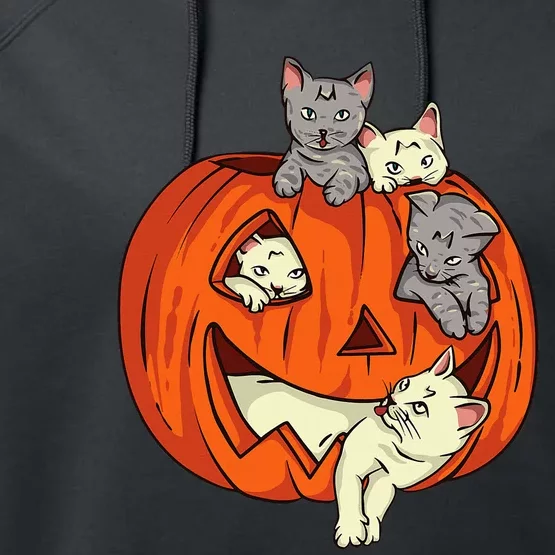 Halloween Costume Cat Pumpkin Carved Jack O Lantern Performance Fleece Hoodie