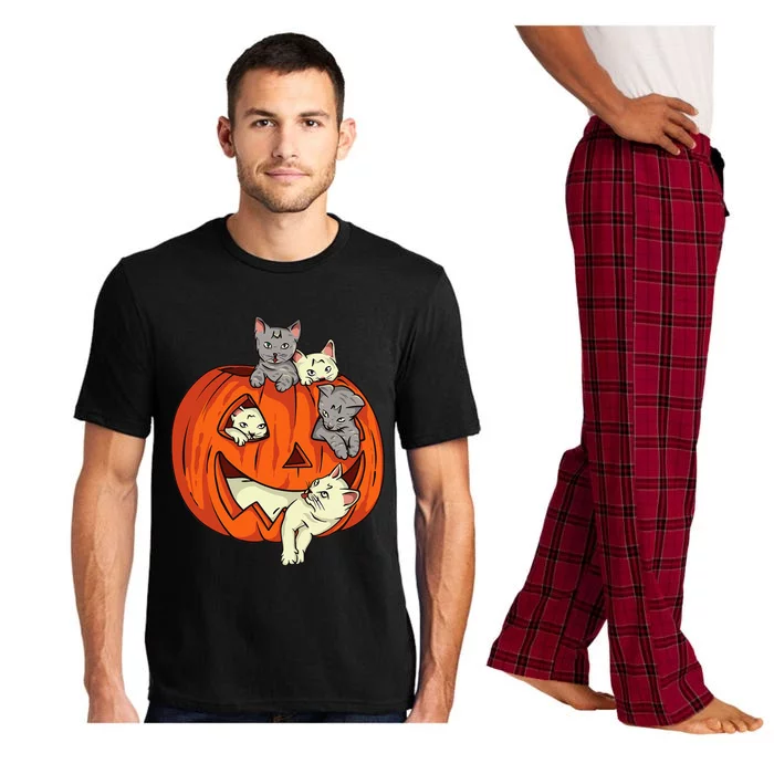 Halloween Costume Cat Pumpkin Carved Jack O Lantern Pajama Set