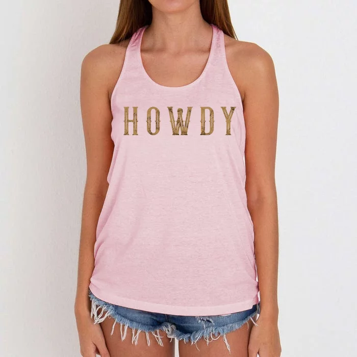 Howdy Cow Cow Greeting Vintage Rodeo Horse Lovers Cool Gift Women's Knotted Racerback Tank