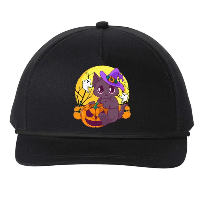 Halloween Cute Cat Pumpkin Witch Hat Costume Snapback Five-Panel Rope Hat