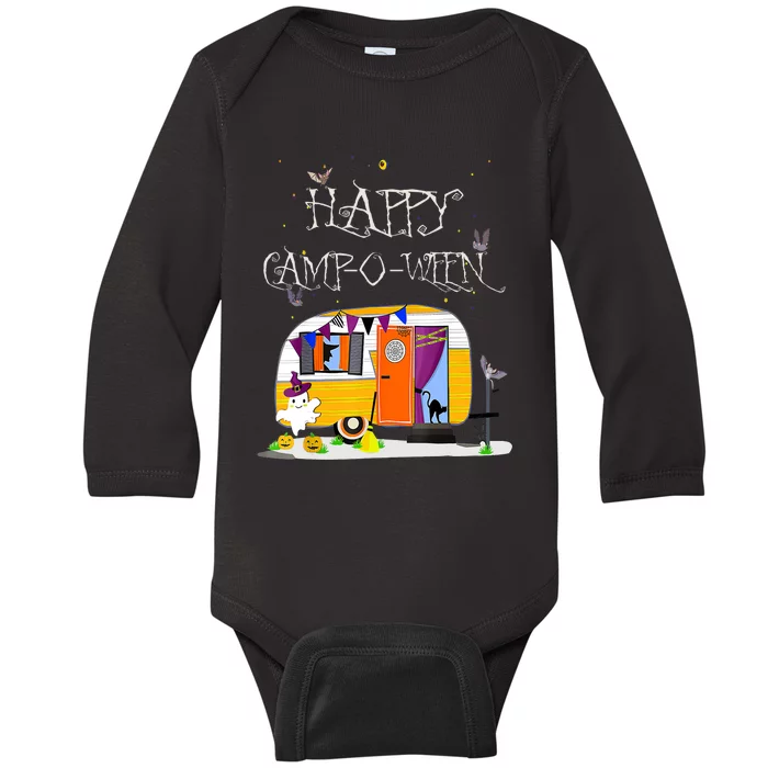 Happy Camper CampOWeen Halloween Funny Cute Graphic Baby Long Sleeve Bodysuit