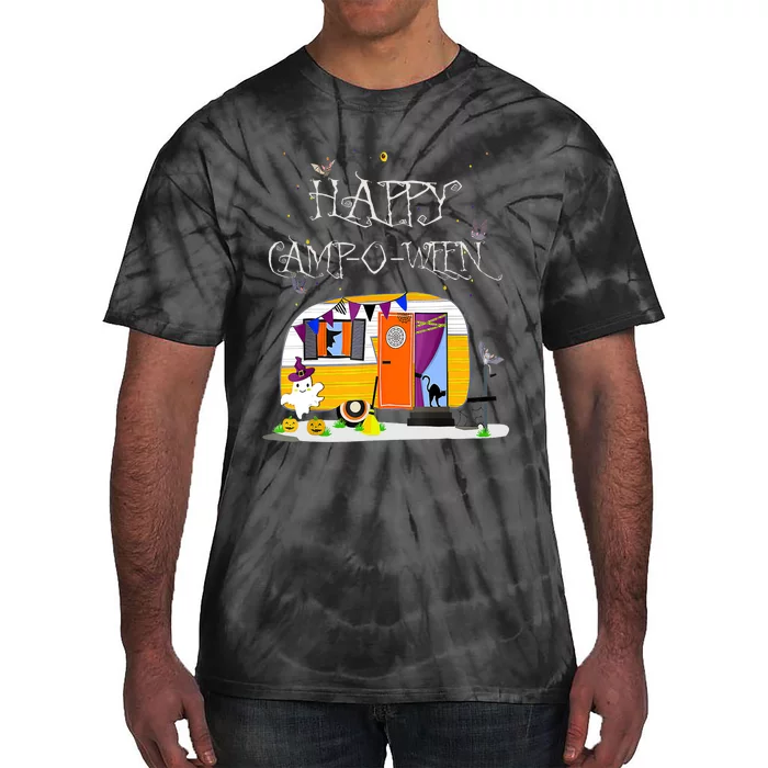 Happy Camper CampOWeen Halloween Funny Cute Graphic Tie-Dye T-Shirt