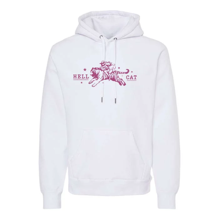 Hell Cat Cowgirl Riding Tiger Vintage Premium Hoodie