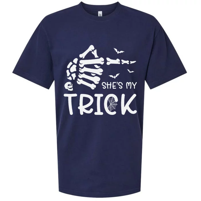 Halloween Costume Couples SheS My Trick Skeleton Hand Sueded Cloud Jersey T-Shirt