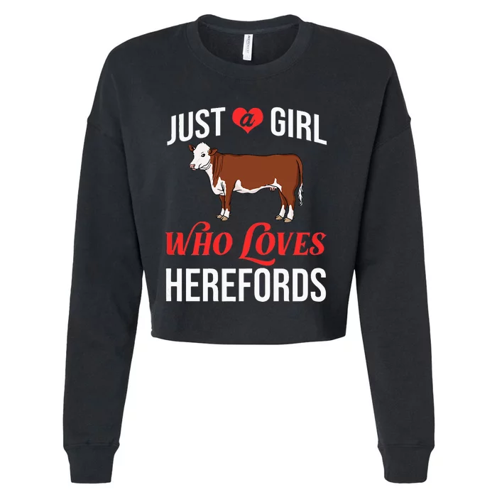 Hereford Cattle Cow Bull Beef Farm Cropped Pullover Crew