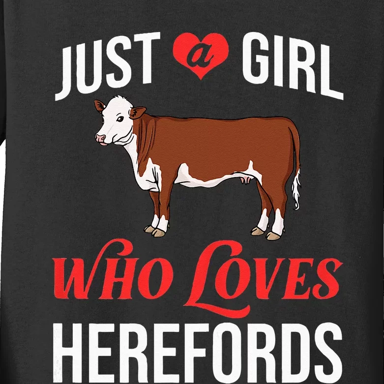 Hereford Cattle Cow Bull Beef Farm Kids Long Sleeve Shirt