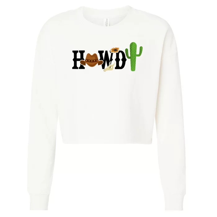 Howdy Cactus Country Cropped Pullover Crew