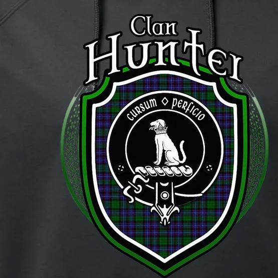 Hunter Clan Crest Scottish Clan Hunter Family Crest Badge Performance Fleece Hoodie