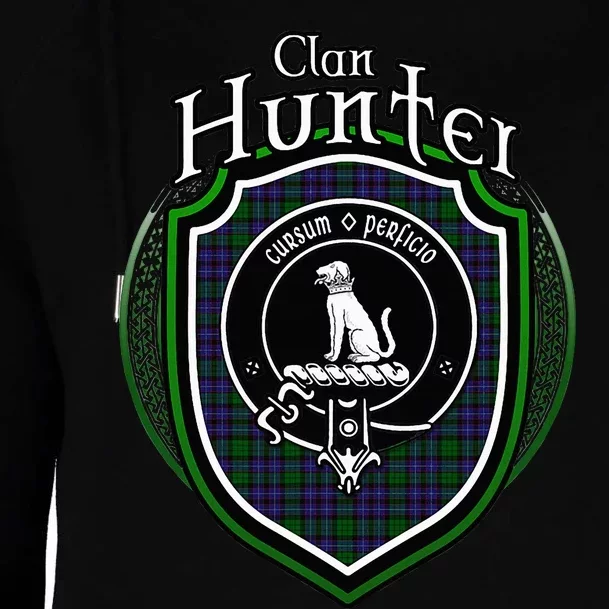 Hunter Clan Crest Scottish Clan Hunter Family Crest Badge Womens Funnel Neck Pullover Hood