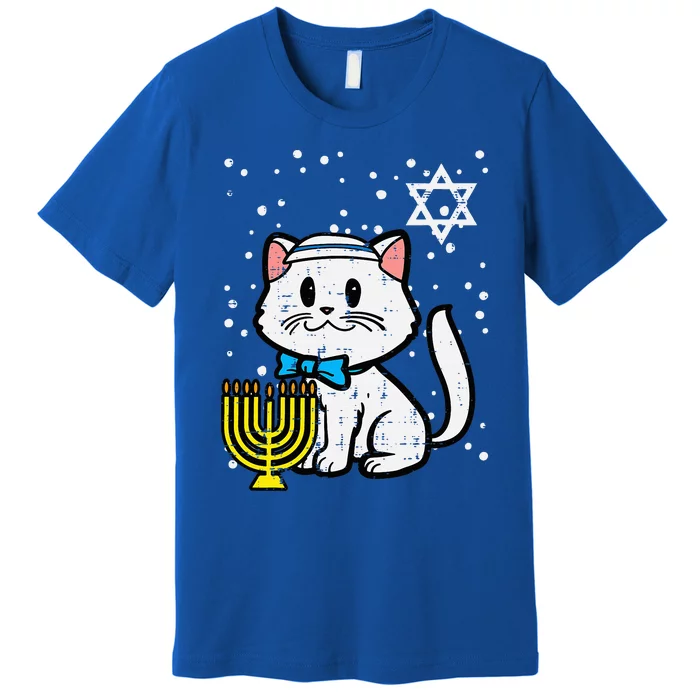 Hanukkah Cat Cute Chanukah Jewish Premium T-Shirt