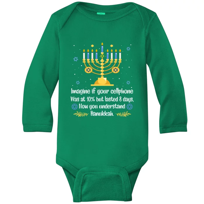 Hanukkah Cellphone Chanukkah Menorah Christmas Baby Long Sleeve Bodysuit