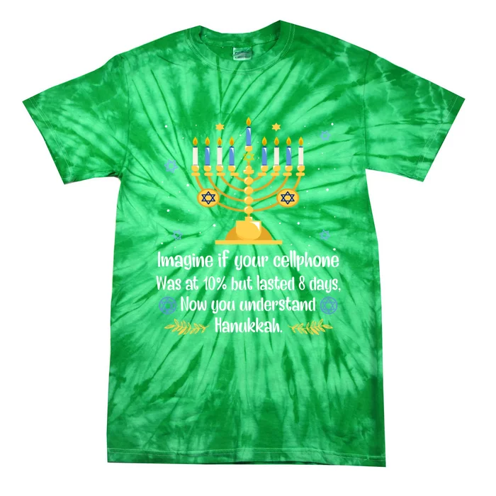 Hanukkah Cellphone Chanukkah Menorah Christmas Tie-Dye T-Shirt