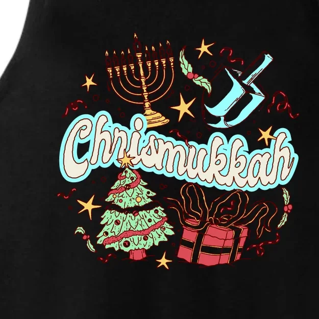 Hanukkah & Christmas Chrismukkah Funny Tree Presents Ladies Tri-Blend Wicking Tank