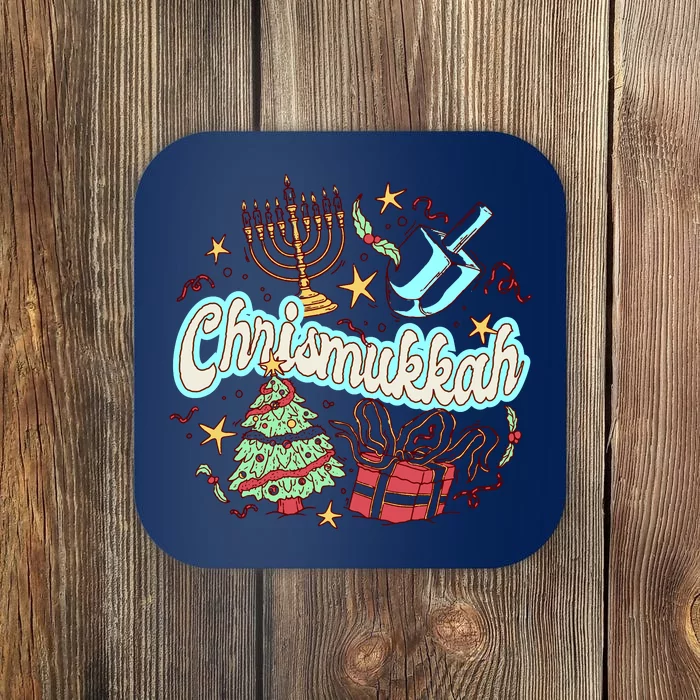 Hanukkah & Christmas Chrismukkah Funny Tree Presents Coaster