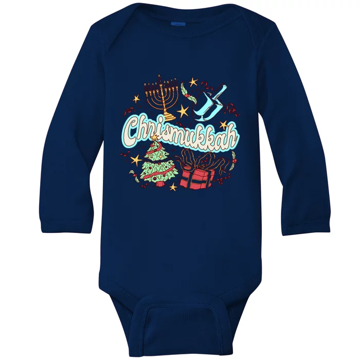 Hanukkah & Christmas Chrismukkah Funny Tree Presents Baby Long Sleeve Bodysuit