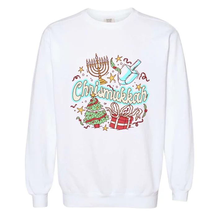 Hanukkah & Christmas Chrismukkah Funny Tree Presents Garment-Dyed Sweatshirt