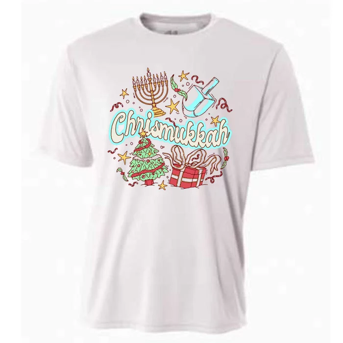 Hanukkah & Christmas Chrismukkah Funny Tree Presents Cooling Performance Crew T-Shirt