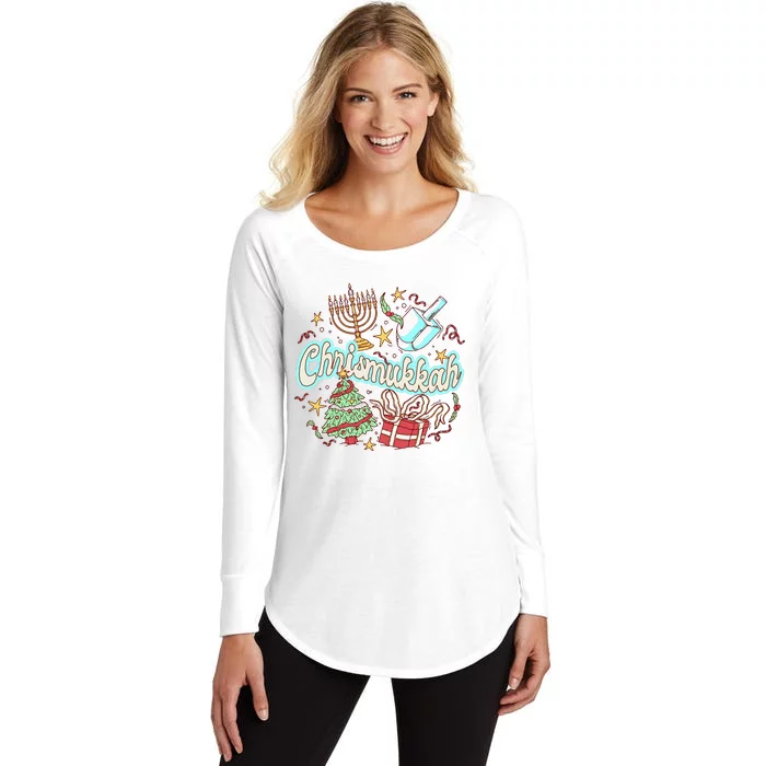 Hanukkah & Christmas Chrismukkah Funny Tree Presents Women's Perfect Tri Tunic Long Sleeve Shirt