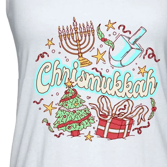 Hanukkah & Christmas Chrismukkah Funny Tree Presents Ladies Essential Flowy Tank