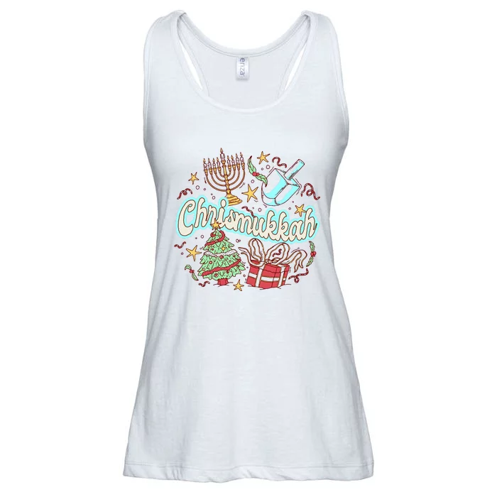 Hanukkah & Christmas Chrismukkah Funny Tree Presents Ladies Essential Flowy Tank