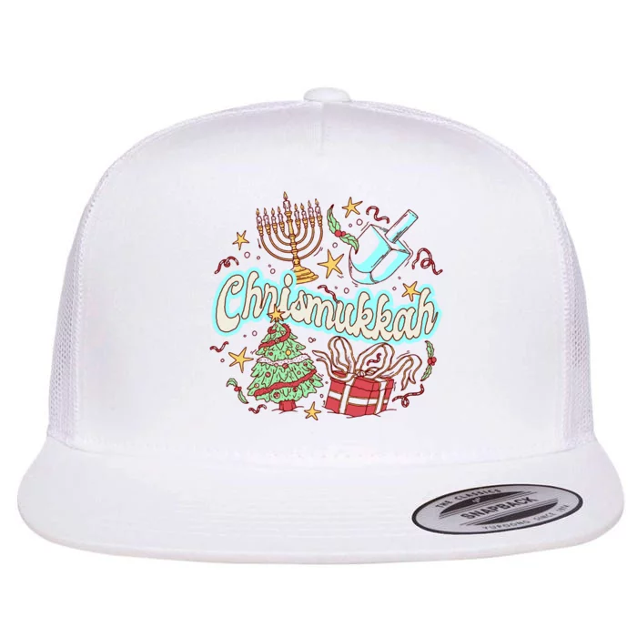 Hanukkah & Christmas Chrismukkah Funny Tree Presents Flat Bill Trucker Hat