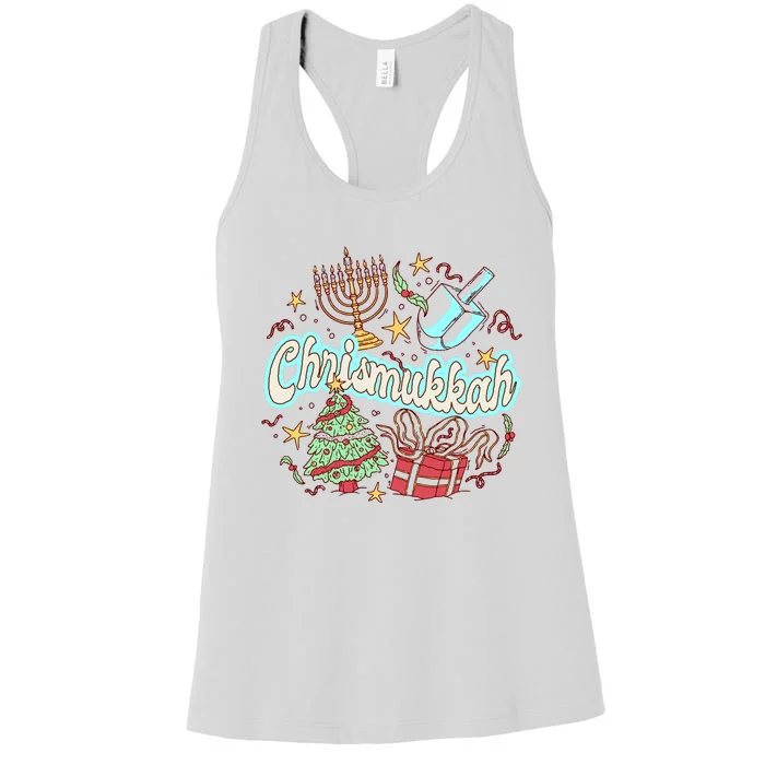 Hanukkah & Christmas Chrismukkah Funny Tree Presents Women's Racerback Tank