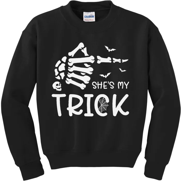 Halloween Costume Couples SheS My Trick Skeleton Hand Kids Sweatshirt