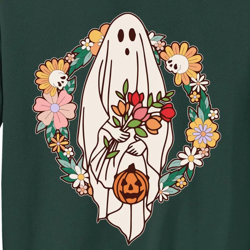 Halloween Creepy Cute Boho Flower Ghost Sweatshirt