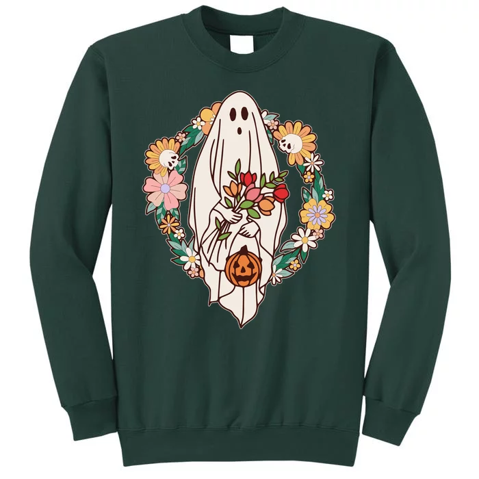 Halloween Creepy Cute Boho Flower Ghost Sweatshirt