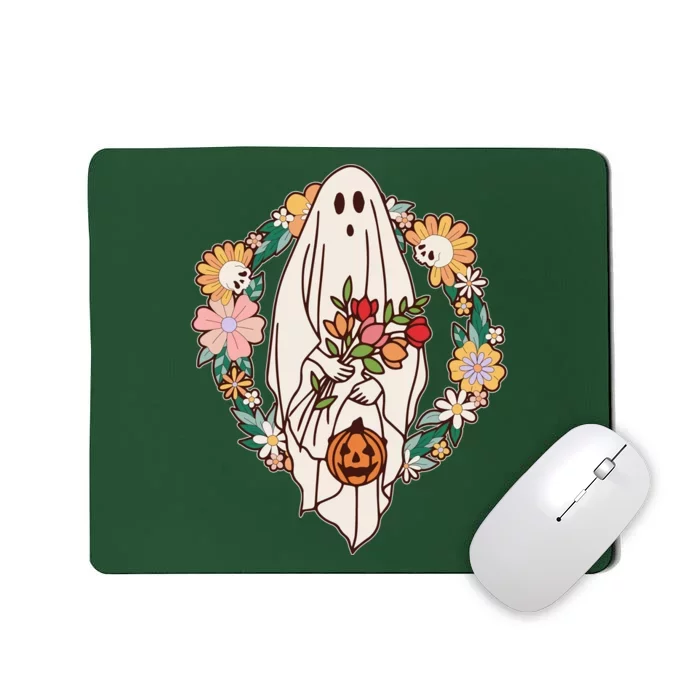 Halloween Creepy Cute Boho Flower Ghost Mousepad