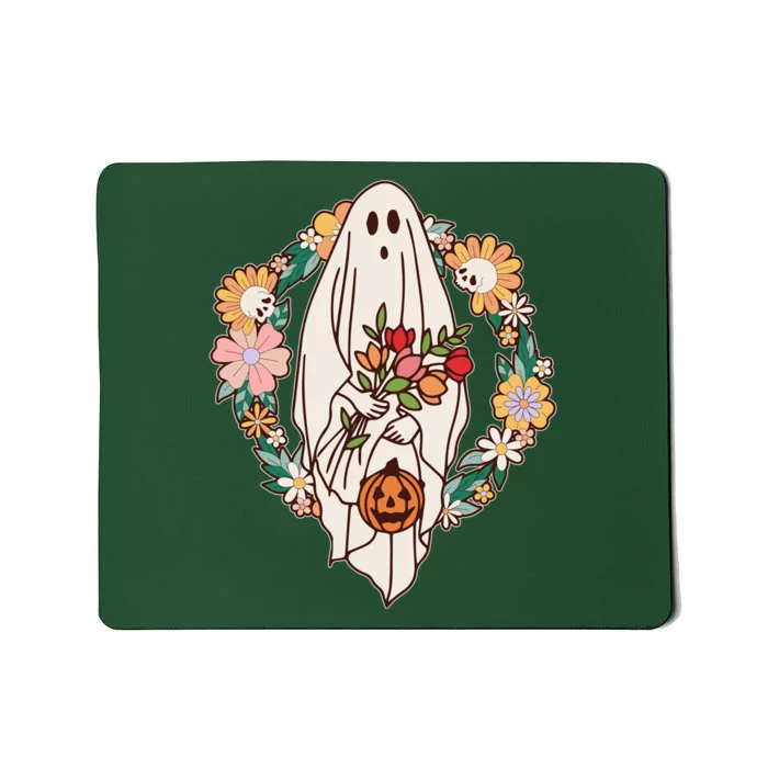 Halloween Creepy Cute Boho Flower Ghost Mousepad