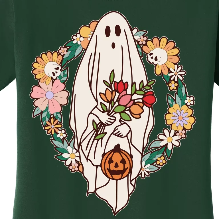 Halloween Creepy Cute Boho Flower Ghost Women's T-Shirt