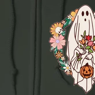 Halloween Creepy Cute Boho Flower Ghost Full Zip Hoodie