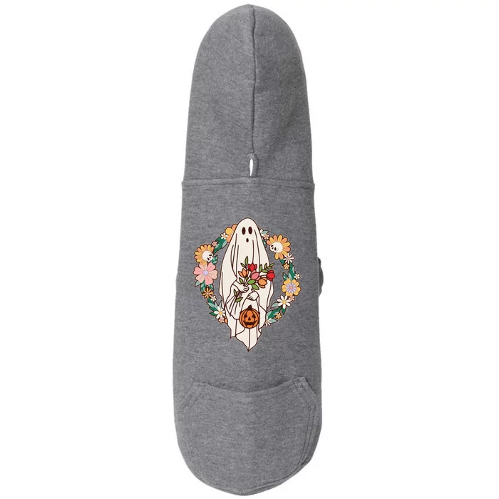 Halloween Creepy Cute Boho Flower Ghost Doggie 3-End Fleece Hoodie