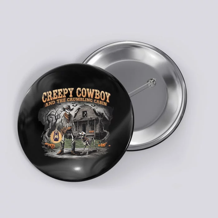 Halloween Creepy Cowboy Skeleton Western Cowboy Howdy Ghouls Button